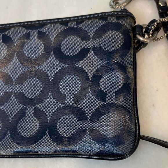 Coach Signature Alex Optic C Coated Canvas Pouch Clutch Wristlet - Picture 14 of 15